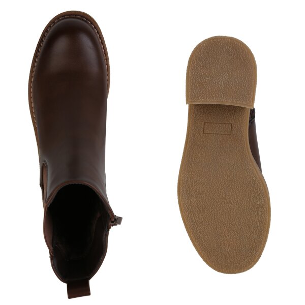 Stiefelparadies Damen Klassische Stiefeletten in Braun Günstiger Verkauf