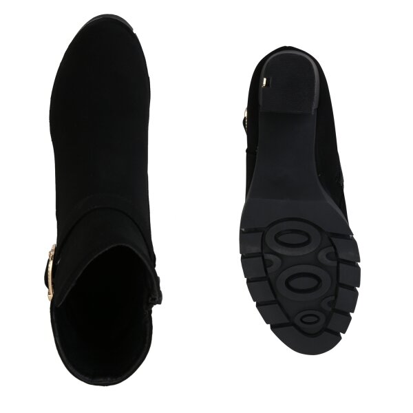 Stiefelparadies Damen Klassische Stiefeletten in Schwarz Fabrikverkauf