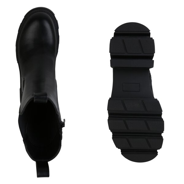 Stiefelparadies Damen Plateau Boots in Schwarz Wochenangebot