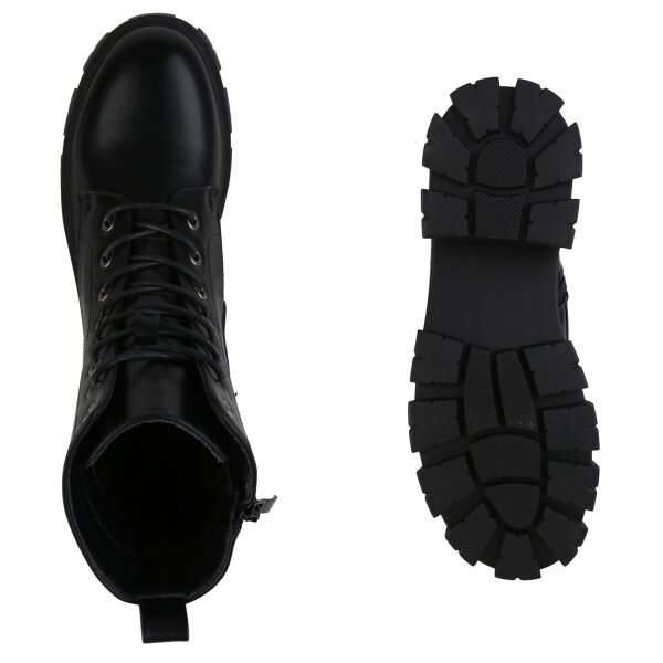 Stiefelparadies Damen Plateau Boots in Schwarz im Angebot