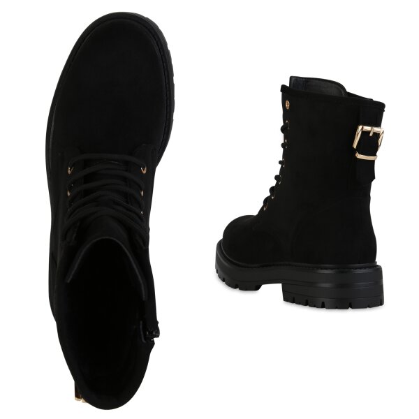 Stiefelparadies Damen Schnürstiefeletten in Schwarz Online