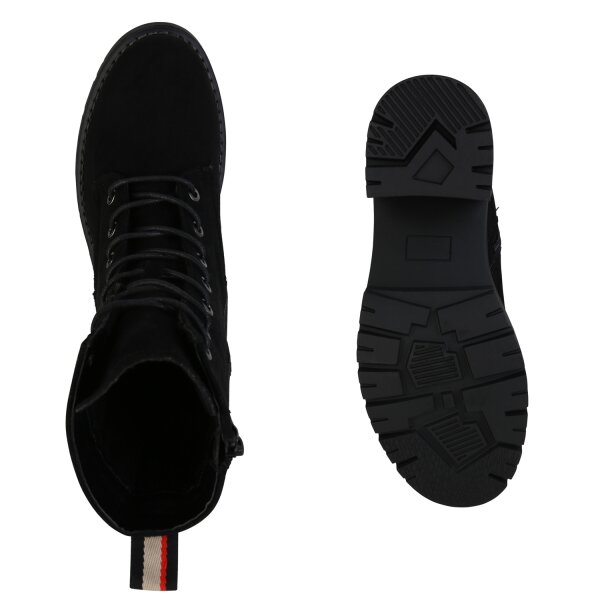 Stiefelparadies Damen Schnürstiefeletten in Schwarz Outlet