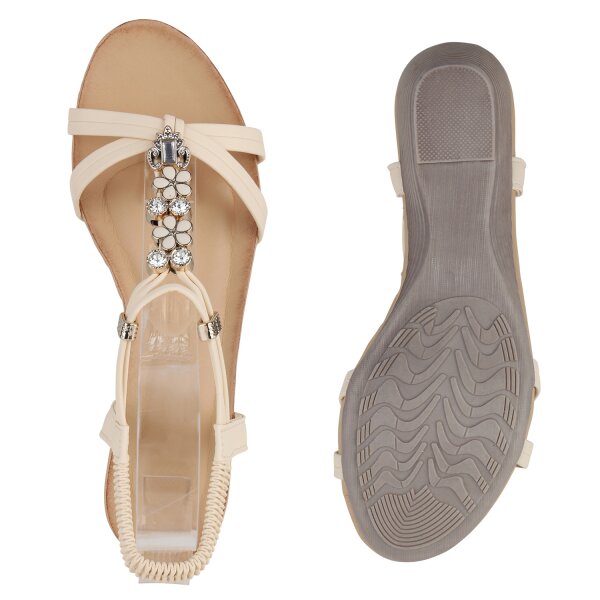 Stiefelparadies Damen Keilsandaletten in Beige Outlet