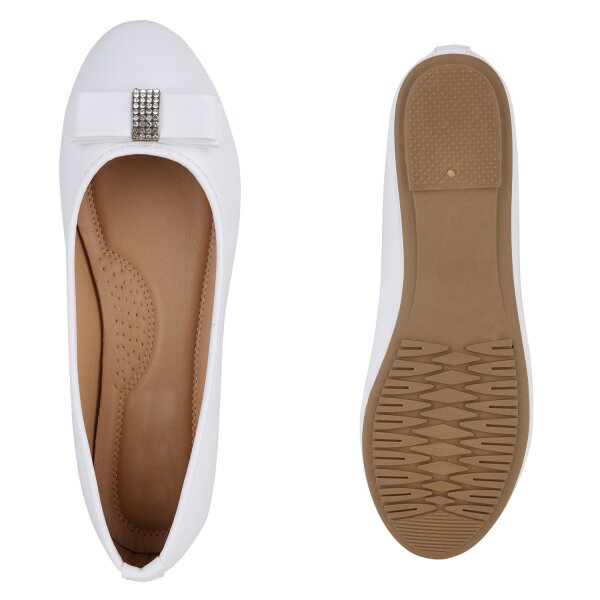 Stiefelparadies Damen Klassische Ballerinas in Weiss Hotsell