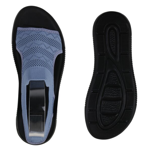 Stiefelparadies Damen Komfort Sandalen in Blau Angebote