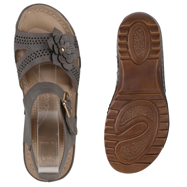 Stiefelparadies Damen Komfort Sandalen in Khaki Hotsell