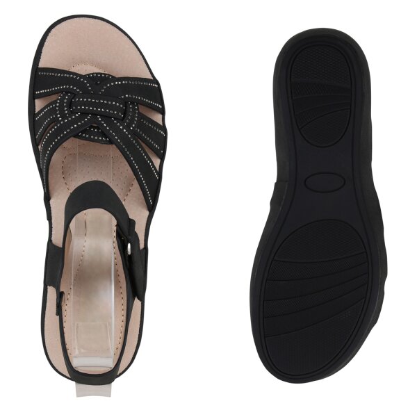 Stiefelparadies Damen Komfort Sandalen in Schwarz im Angebot