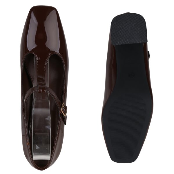 Stiefelparadies Damen Mary Janes in Dunkelbraun Lack Online