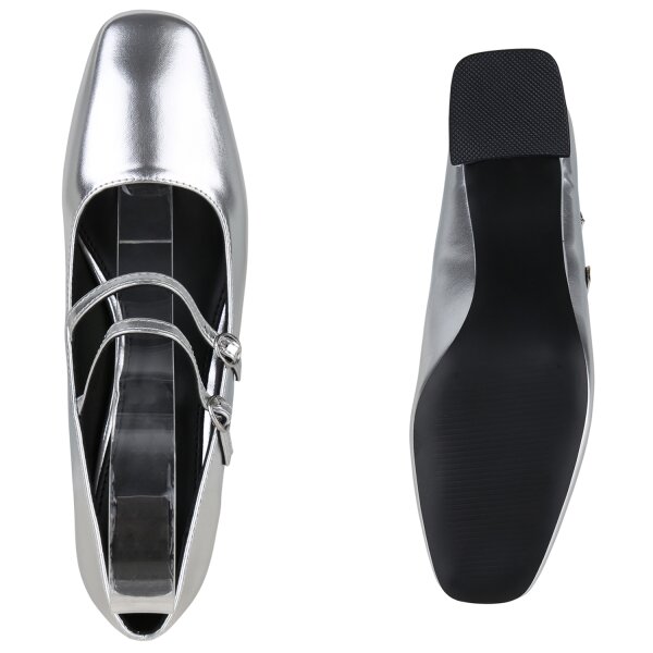 Stiefelparadies Damen Mary Janes in Silber Angebote