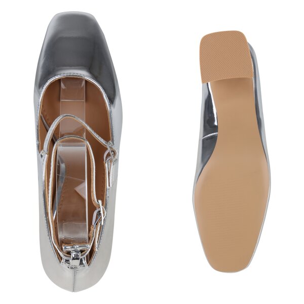 Stiefelparadies Damen Mary Janes in Silber Hotsell