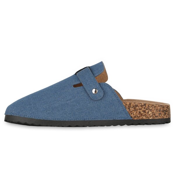 Stiefelparadies Damen Pantoffeln in Blau Denim