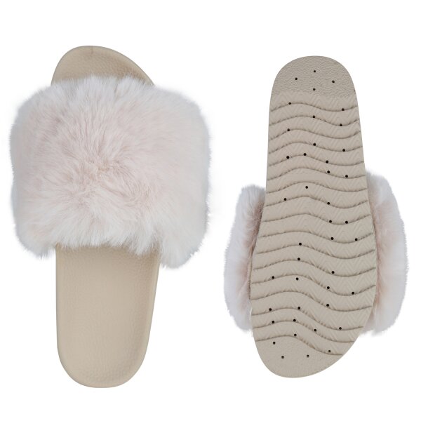 Stiefelparadies Damen Pantoletten in Beige Auslauf