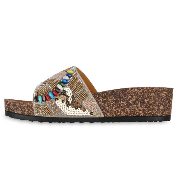 Stiefelparadies Damen Pantoletten in Gold