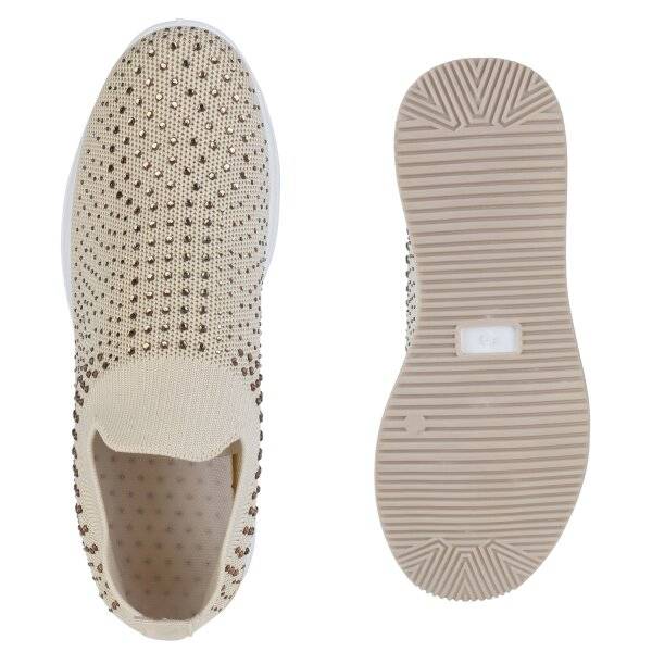 Stiefelparadies Damen Plateau Sneaker in Beige Rabatte dieses Monats
