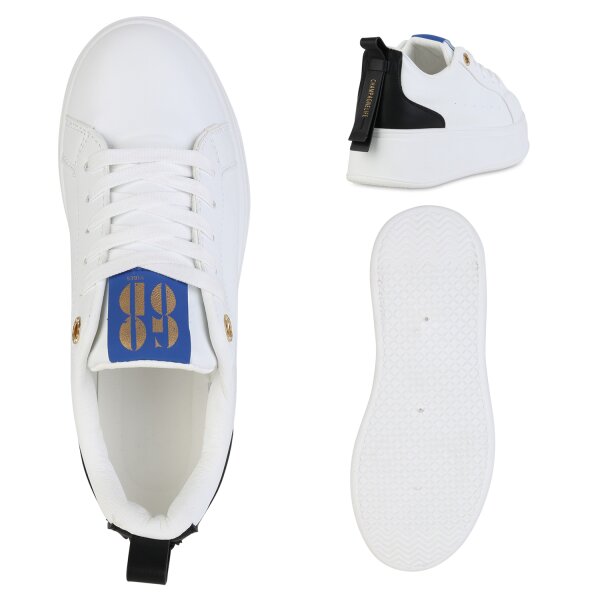 Stiefelparadies Damen Plateau Sneaker in Weiss Online