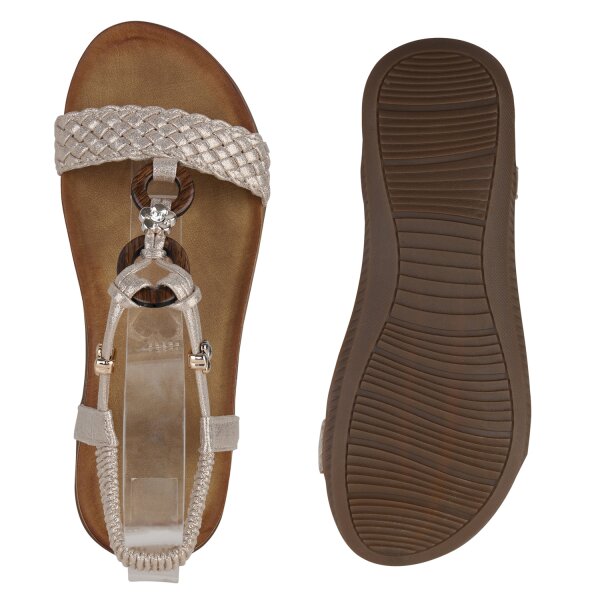 Stiefelparadies Damen Riemchensandalen in Gold Meist gekauft