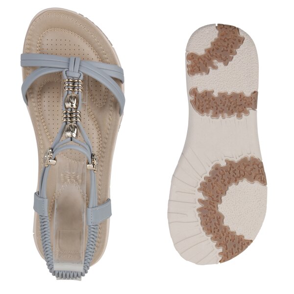 Stiefelparadies Damen Riemchensandalen in Grau Verkauf