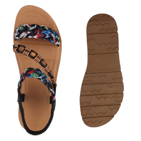Stiefelparadies Damen Riemchensandalen in Schwarz Saisonschlussverkauf