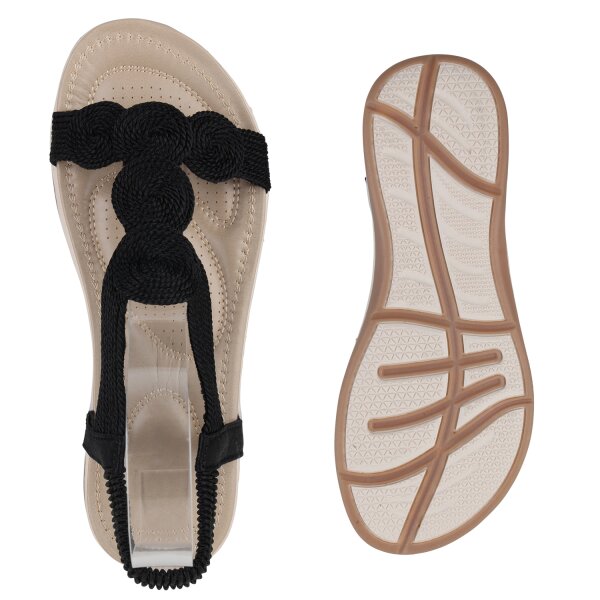 Stiefelparadies Damen Riemchensandalen in Schwarz Osterangebot