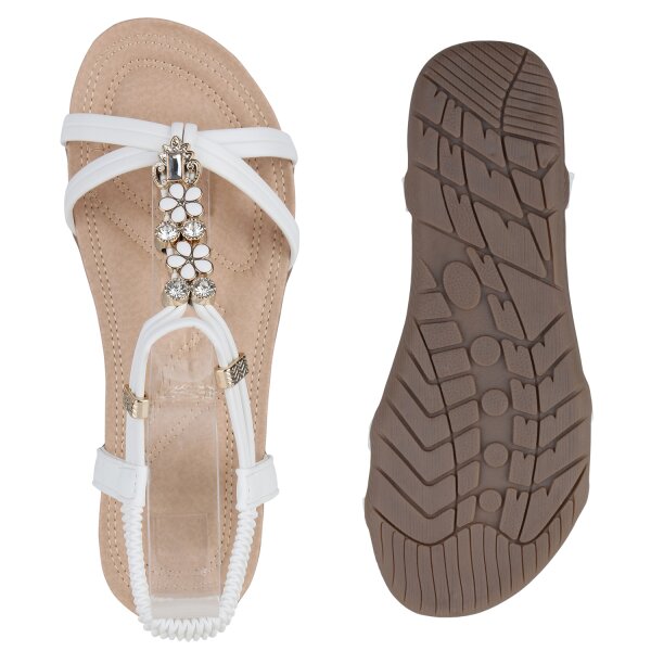 Stiefelparadies Damen Riemchensandalen in Weiss Auslauf