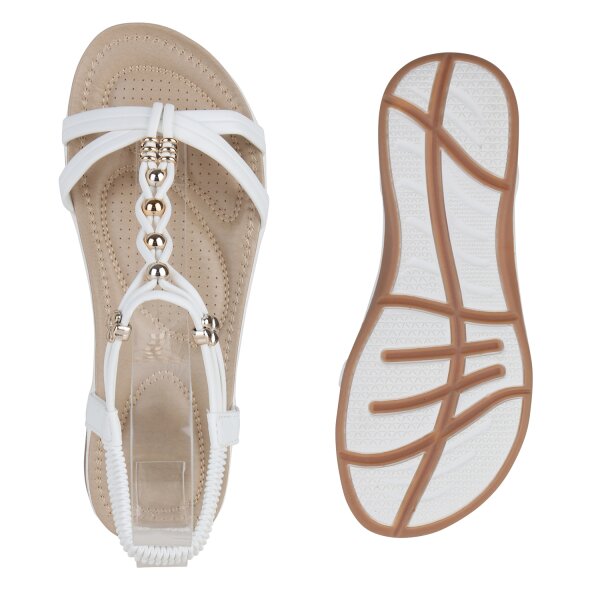 Stiefelparadies Damen Riemchensandalen in Weiss Angebote