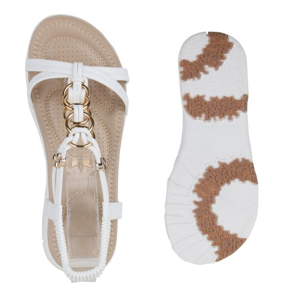 Stiefelparadies Damen Riemchensandalen in Weiss im Angebot