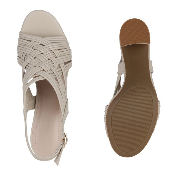Stiefelparadies Damen Riemchensandaletten in Beige Schlussverkauf