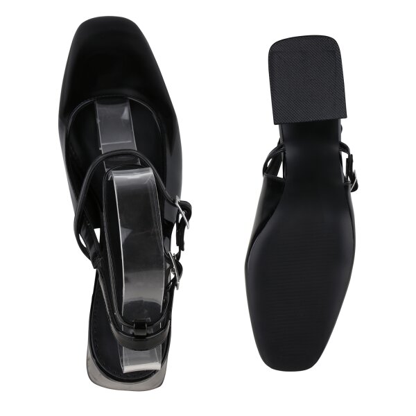 Stiefelparadies Damen Slingpumps in Schwarz Lack Verkauf