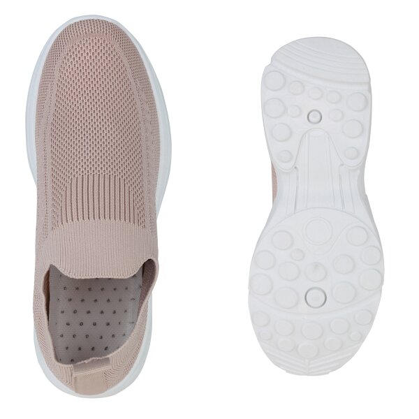 Stiefelparadies Damen Slip Ons in Altrosa Angebote
