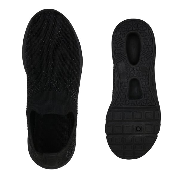 Stiefelparadies Damen Slip Ons in Schwarz Schlussverkauf