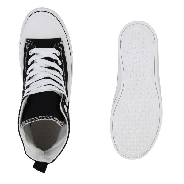 Stiefelparadies Damen Sneaker High in Schwarz Meist gekauft