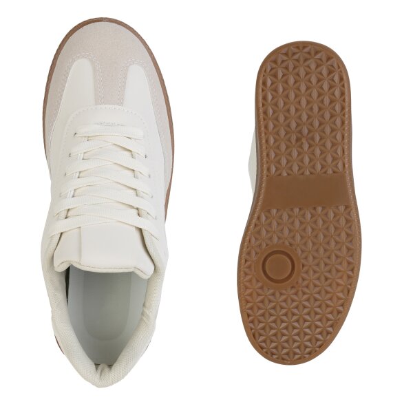 Stiefelparadies Damen Sneaker Low in Beige Blitzverkäufe