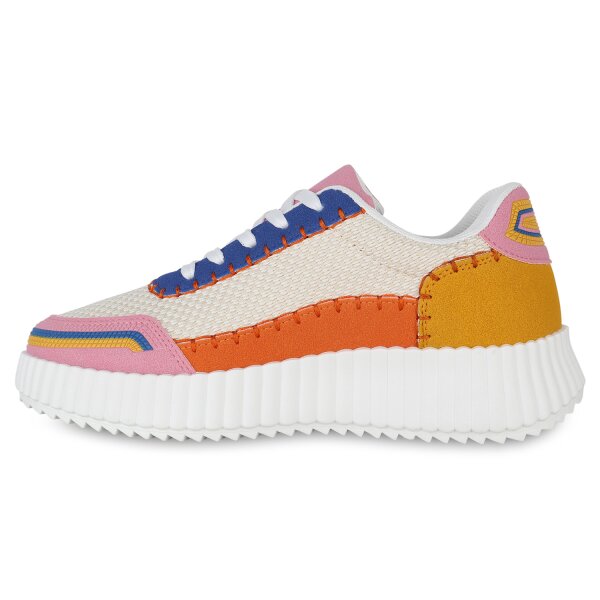 Stiefelparadies Damen Sneaker Low in Pink Mehrfarbig