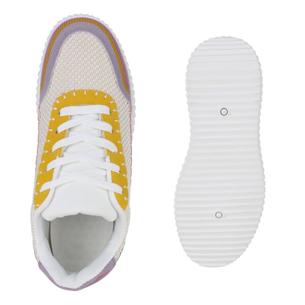 Stiefelparadies Damen Sneaker Low in Pink Mehrfarbig Online