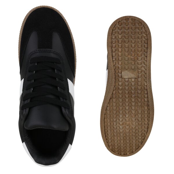 Stiefelparadies Damen Sneaker Low in Schwarz Weiss Verkauf