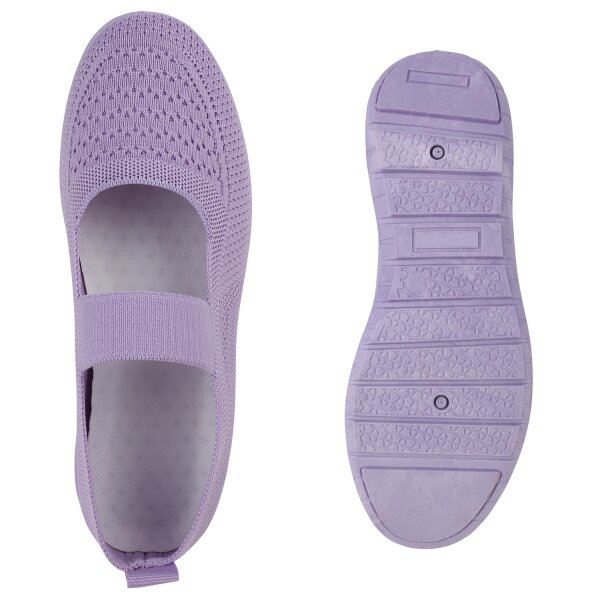 Stiefelparadies Damen Sportliche Ballerinas in Helllila Fabrikverkauf