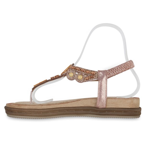 Stiefelparadies Damen Zehentrenner in Rose Gold Bis zu 65% Rabatt