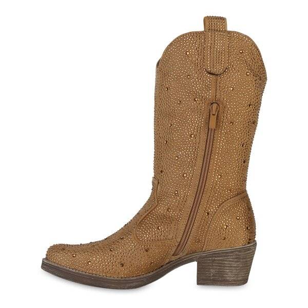 Stiefelparadies Damen Cowboystiefel in Hellbraun Super Rabatt