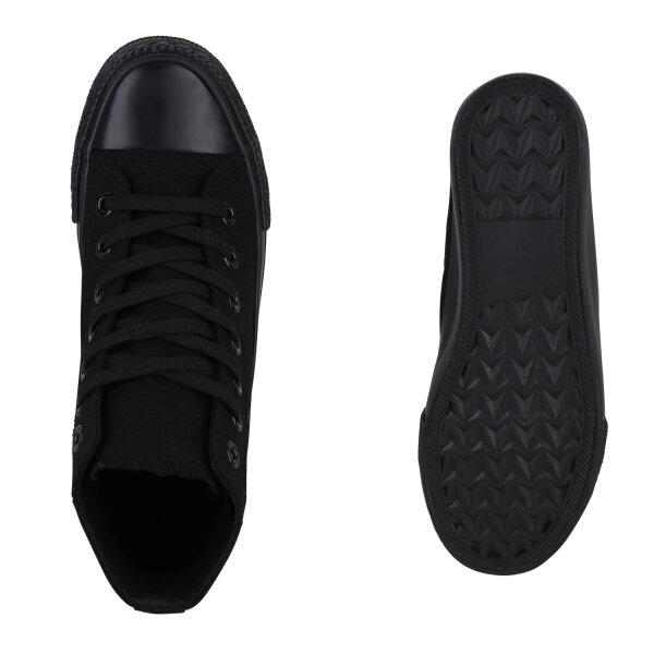 Stiefelparadies Damen Sneaker High in Schwarz Black Friday Preise