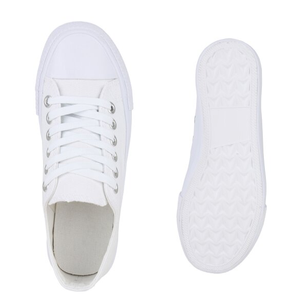 Stiefelparadies Damen Sneaker Low in Weiss Im Verkauf
