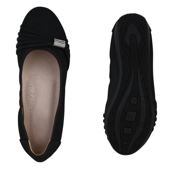 Stiefelparadies Damen Sportliche Ballerinas in Schwarz Fabrikverkauf