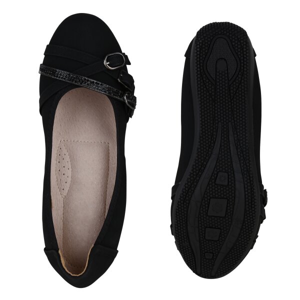 Stiefelparadies Damen Sportliche Ballerinas in Schwarz Blitzverkäufe