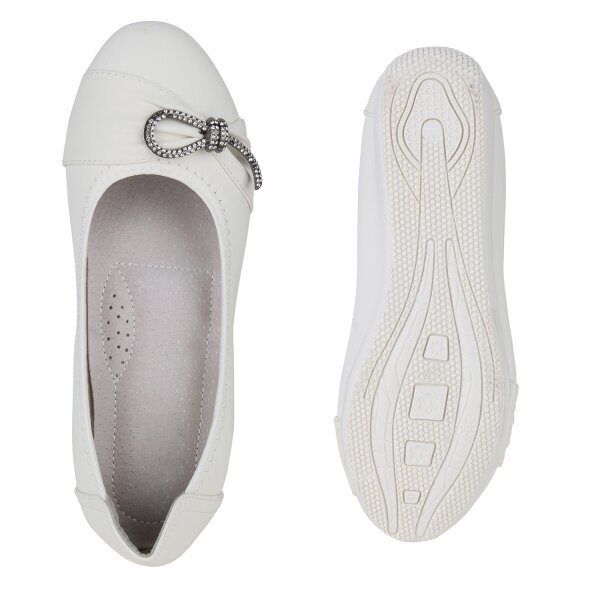 Stiefelparadies Damen Sportliche Ballerinas in Weiss Kostenloser Versand