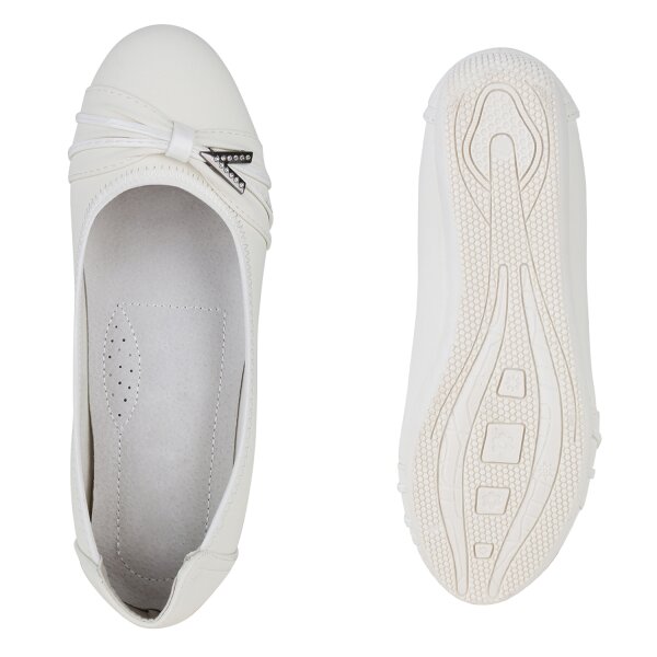 Stiefelparadies Damen Sportliche Ballerinas in Weiss Limitierter Zeitrabatt