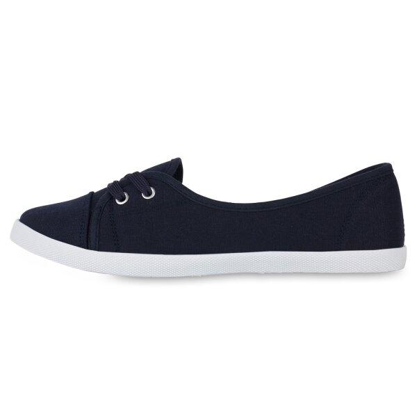 Stiefelparadies Damen Sportliche Ballerinas in Dunkelblau