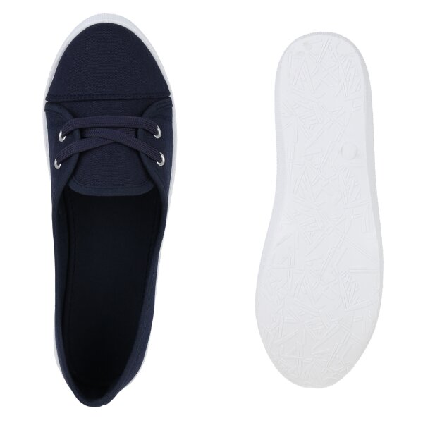 Stiefelparadies Damen Sportliche Ballerinas in Dunkelblau Fabrik Onlineshop