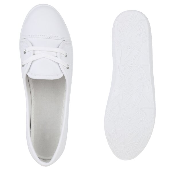 Stiefelparadies Damen Sportliche Ballerinas in Weiss Sonderangebot