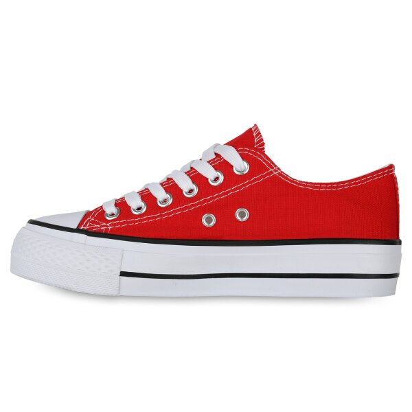 Stiefelparadies Damen Sneaker Low in Rot Rabatt