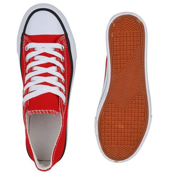 Stiefelparadies Damen Sneaker Low in Rot Rabatt