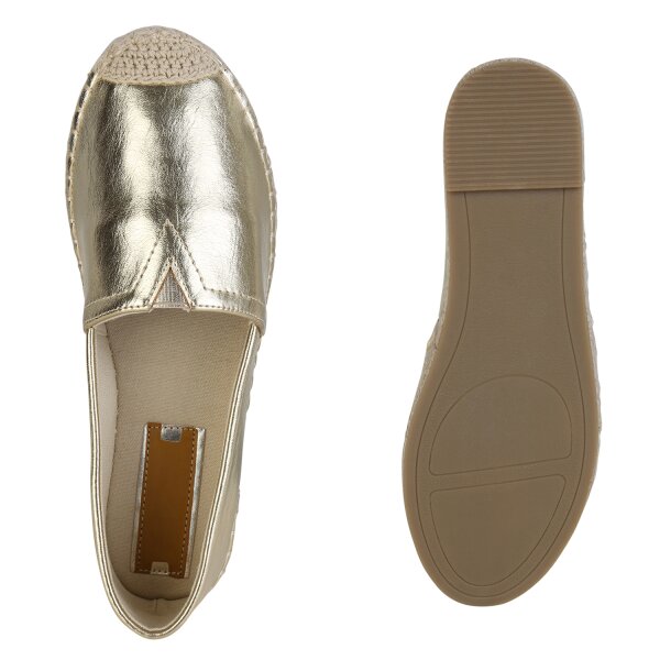 Stiefelparadies Damen Espadrilles in Gold Exklusivangebot